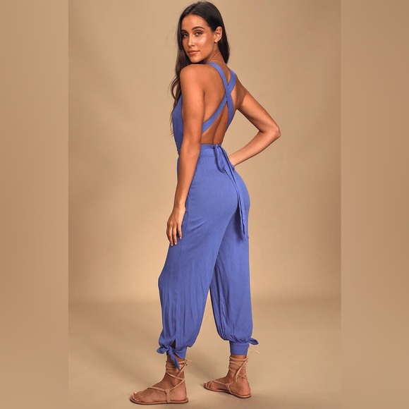 Lulu’s Tie Halter Jumpsuit - Picture 2 of 2